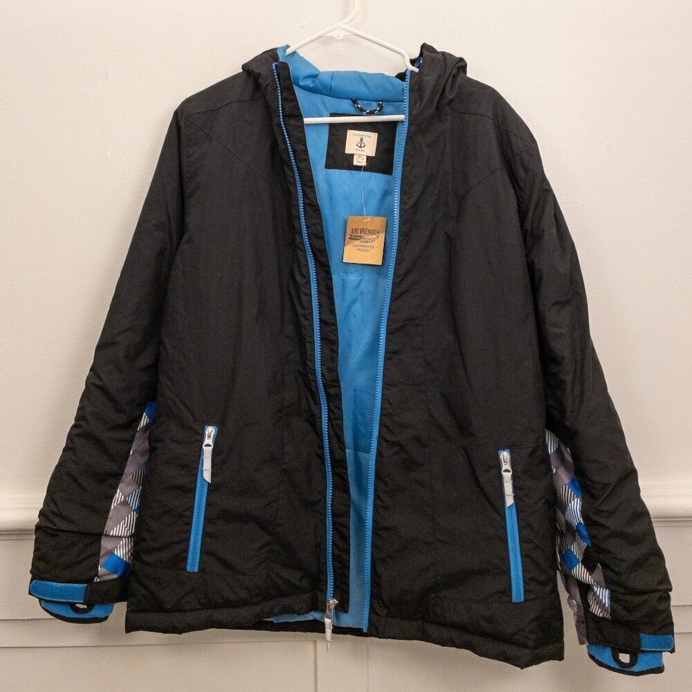 Lands’ End Kids’ Insulated Winter Jacket | Size XL (18–20) | Black & Blue - Picture 3 of 7
